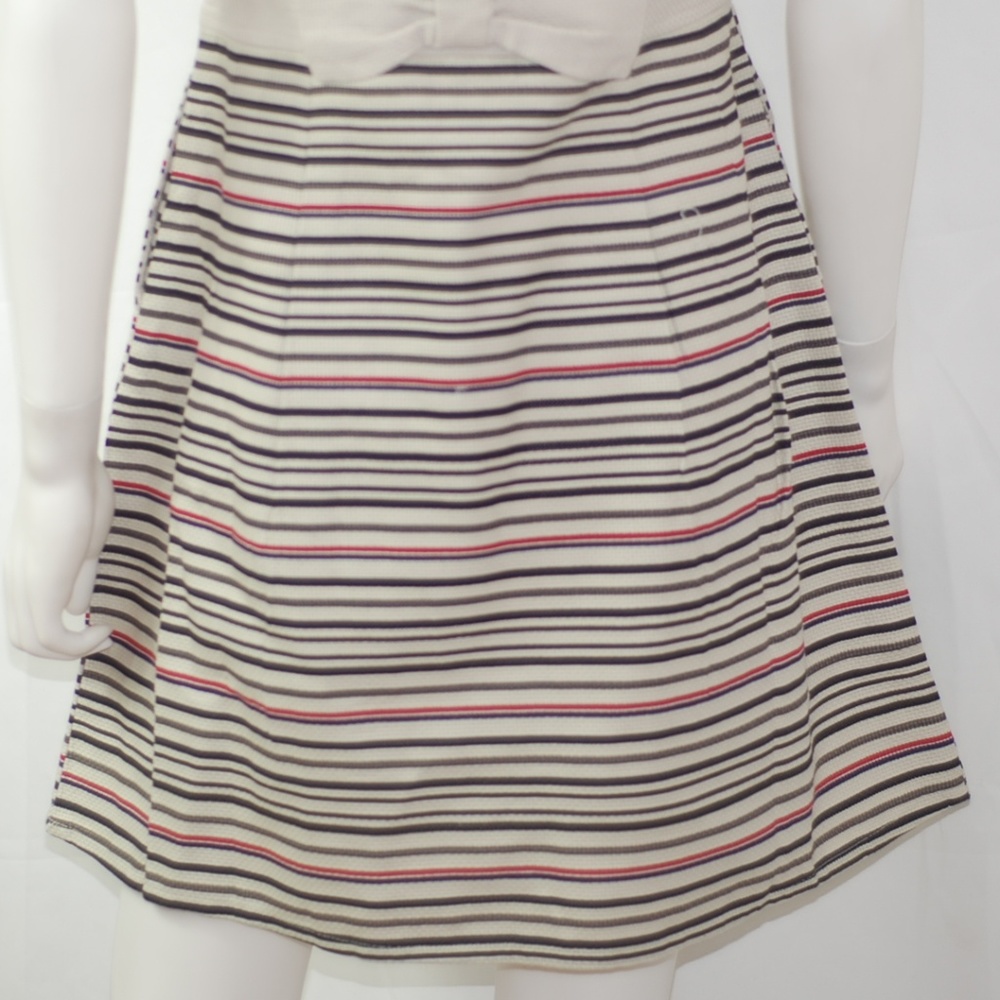NWT Tan & Black Red Navy Stripes Bow Dress Sz M